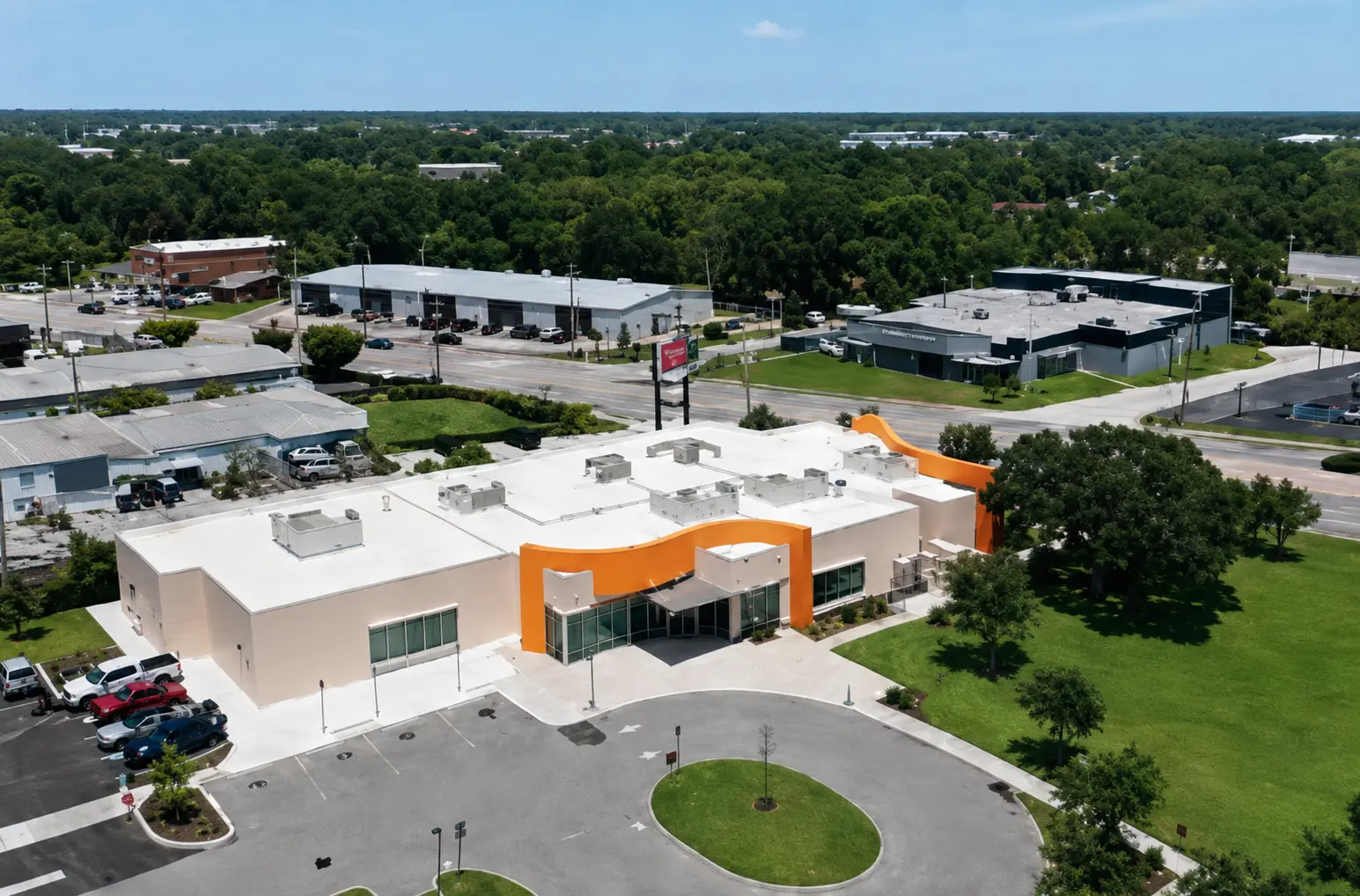 Aerial view of an Orange Blossom Family Health center